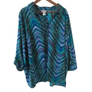 Catherines Womens Colorful Top Size 3X 26/28W Abstract Office Bohemian Southwest